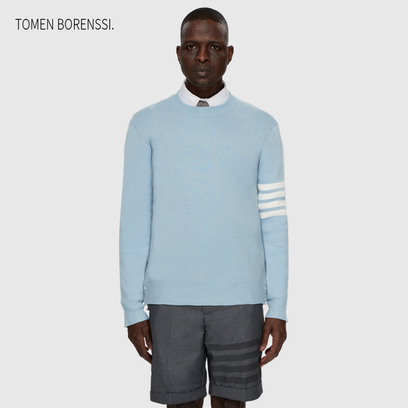 (official) TB sweaters men and women with the same sweater tblouse tb knit-shirt pure-coloured round collar with pure cover-head casual blouses