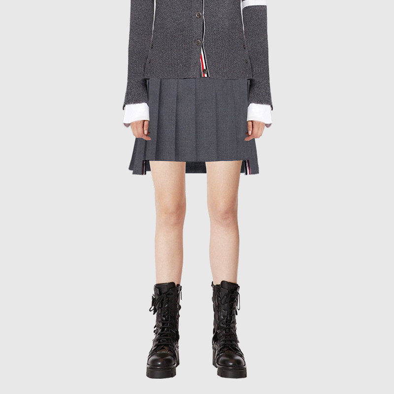 (Official) TB Pleats Skirt Lady Mini Half Body Short Skirt High Waist Display Slim A Skirt College Funnins