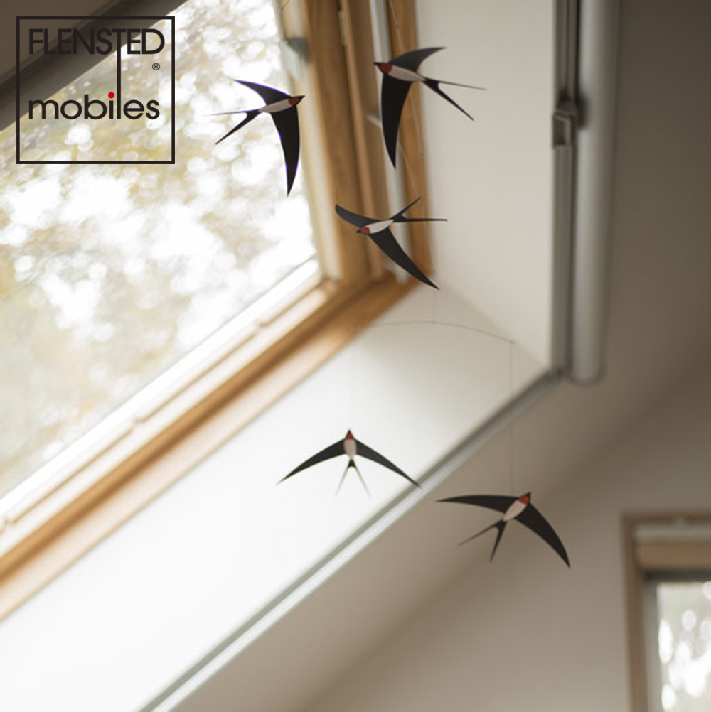 デンマークのフレンステッドモビール、ツバメの鶴の飾り、ダイナミックなバランスの空中装飾、家の吊り下げ装飾