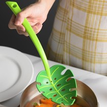 Noodle Missing Spoon Hot Pot Large Dumpling Divine Artifact Green Leaf Long Handle No Odor Home Life Creative Spoon