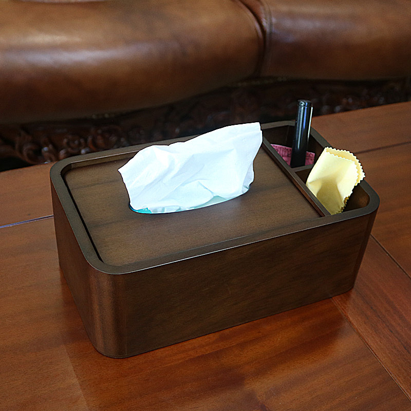 Walnut Wood Towel Box Solid Wood Carton Drawing Room Remote Control Box Carton Box Household Napchat Box