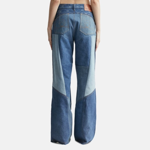 Marine Serre Восстановившаяся джинсовая джинсовая джинсы для женщин