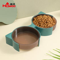 New cat ear glasses double bowl pet cat bowl drinking water bowl cat bowl anti-knock over rice bowl pet use