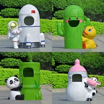Cartoon creative trash can fiberglass sculpture outdoor park forest scenic area kindergarten luminous animal decorative ornaments