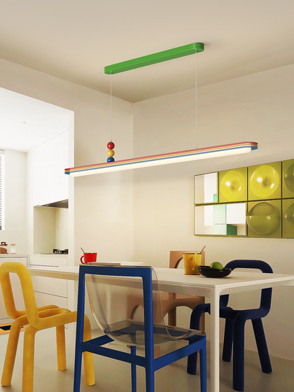 Memphis Dopamine Restaurant Chandelier Modern Minimalist Creative Colorful Dining Table Bar Counter Light Linear Pendant Light