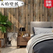 Retro 3D stereo wood wood wood industry wind wallpaper self - taste restaurant background wall waterproof renovated sticker