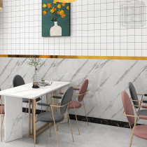Wallpaper self-adhesive commercial catering and drinking milk tea shop black and white squash shop decorated wallpaper wallskirt self-sticker