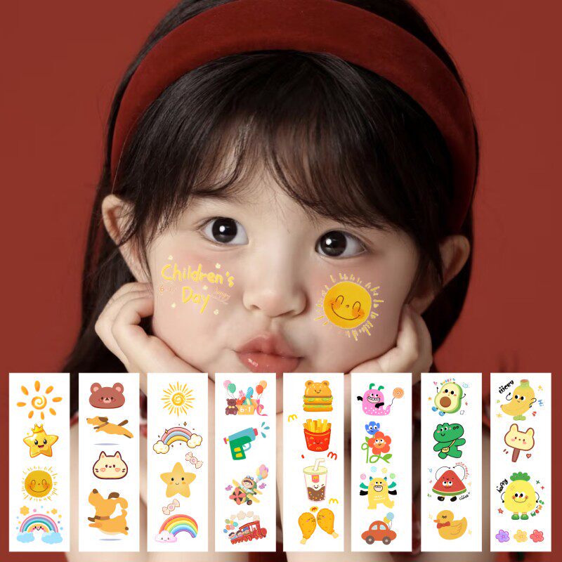 Children's Day Tattoo Stickers, Cute Cartoon Stickers for Kindergarten Kids, Rainbow Sun