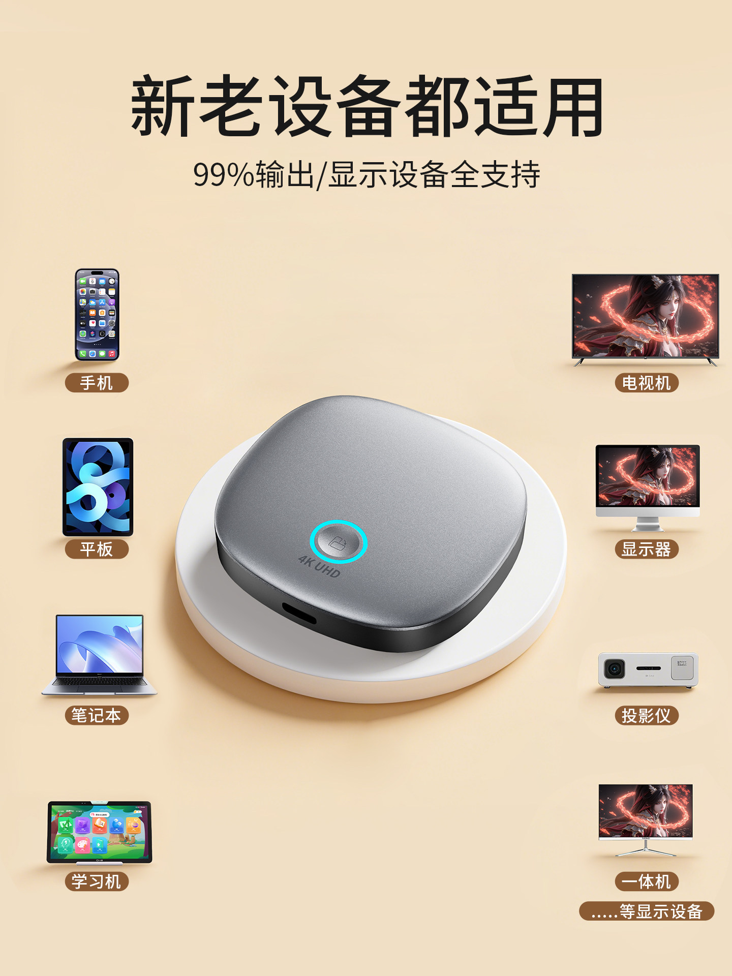 Wireless Screen Projector Connects Mobile Phone to Tv Monitor Computer HDMI Same-Screen Conversion Projection Device 2025 New Model