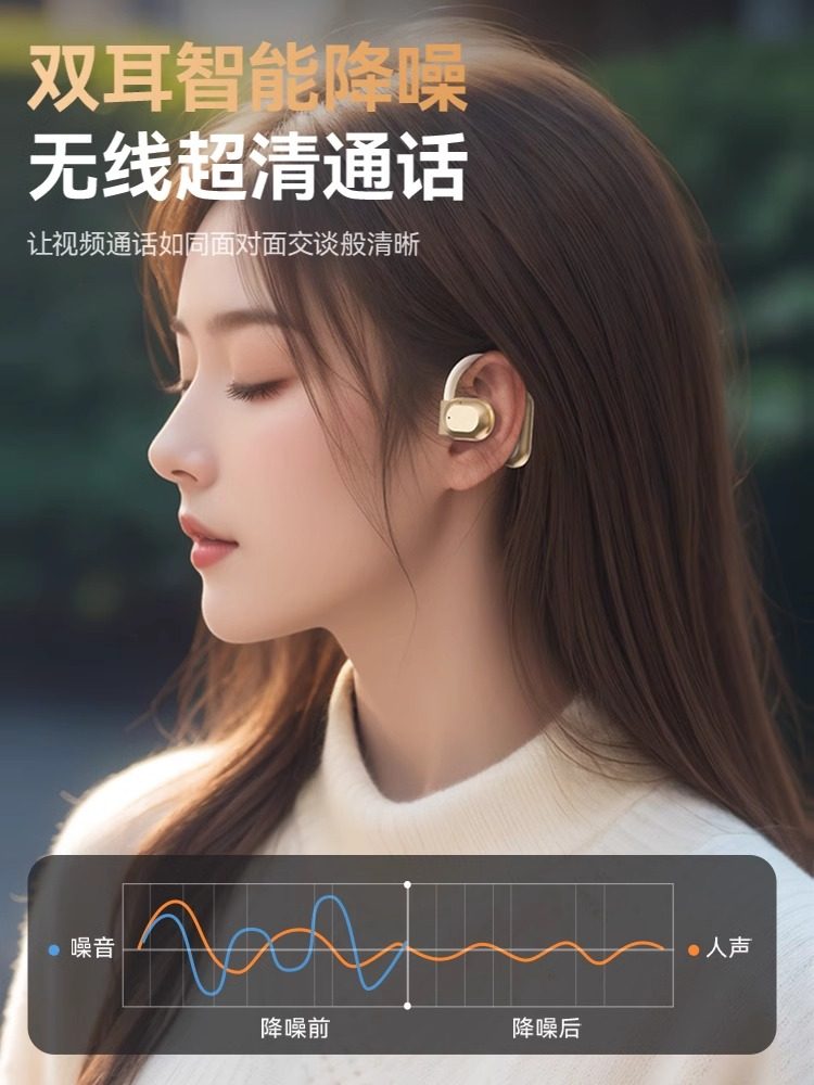 Bluetooth Earphones, Over-Ear, Non-In-Ear, Open Wireless Air Conduction, 2024 New Model, for Sports and Running, Long Battery Life
