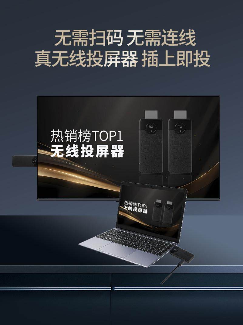 Wireless Screen Projector with HDMI Connection to Computer, Tv, Projector, Point-To-Point Display, 2025 New Model