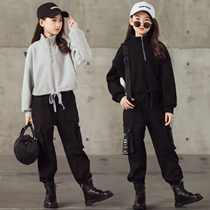 Girl Spring Clothing Suit 2022 New Ocean Gas Children Sports Dress Trendy CUHK Child Spring Autumn Artificial Pants Two Sets