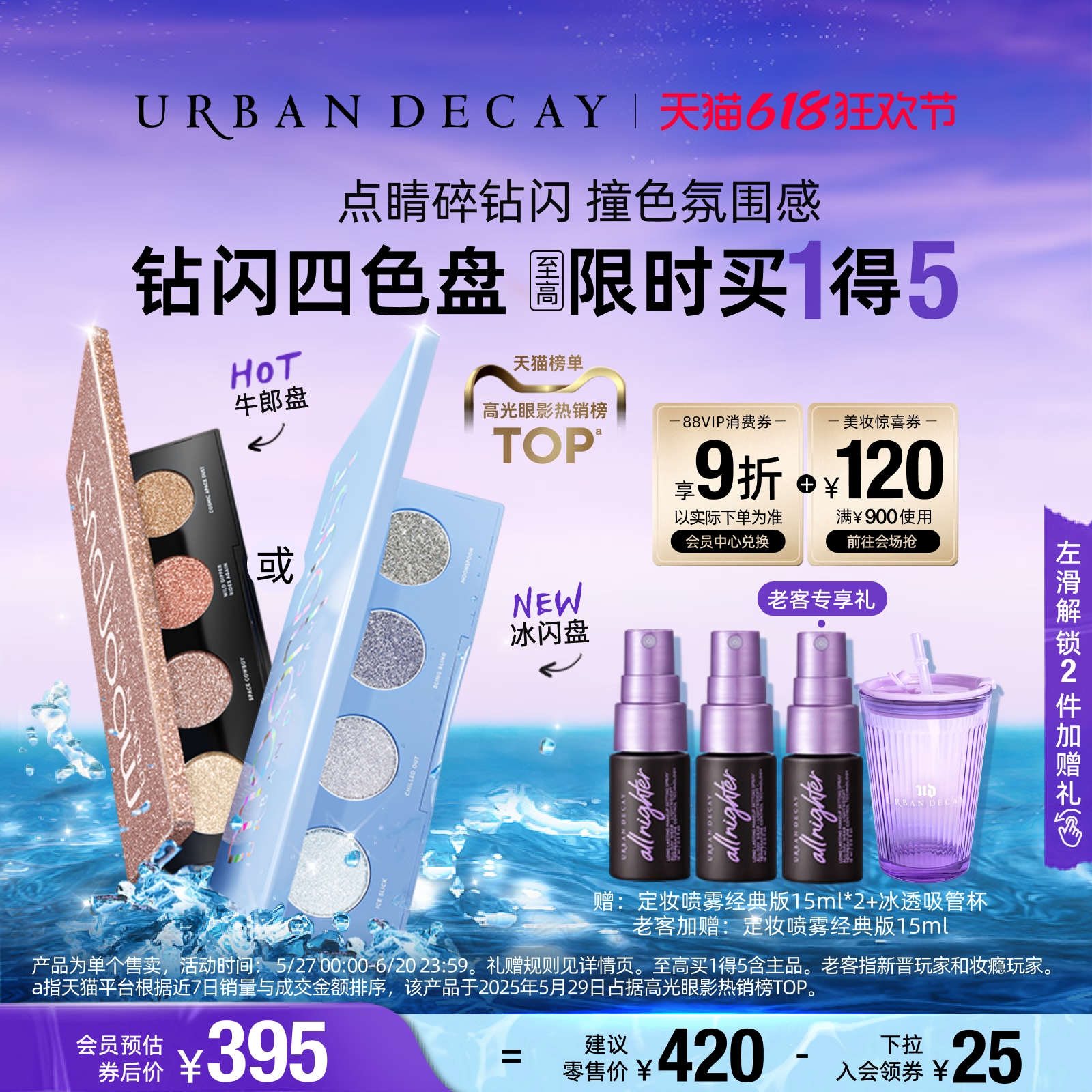 [618 即購入] アーバンディケイ UD カウボーイ アイシャドウ パレット スパンコール ハイライト モディフィケーション