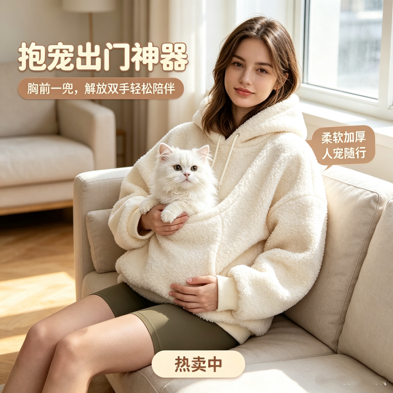 Pet-Friendly Kangaroo-Style Hoodie for Cats and Dogs, Fleece-Lined, All-In-One, Unisex, Warm and Cozy Pet-Friendly Kangaroo-Style Hoodie for Cats and Dogs, Fleece-Lined, All-In-One, Unisex, Warm and Cozy