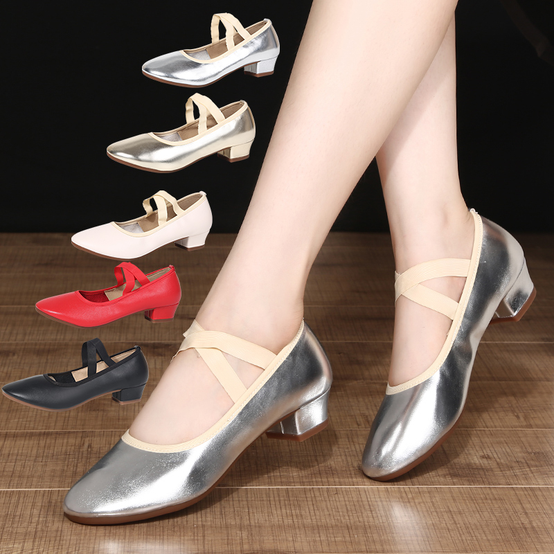 Four seasons dancing shoes middle and soft sole dance shoes adults tight with friendly dance Latin national shoes