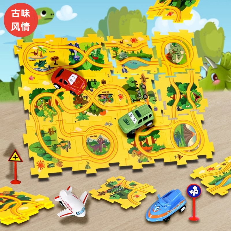 Children's Puzzle Electric Track Sliding Car DIY Puzzle Rail Car Train 3 Year Old Baby 2 Little Boy 4 Toys-Taobao