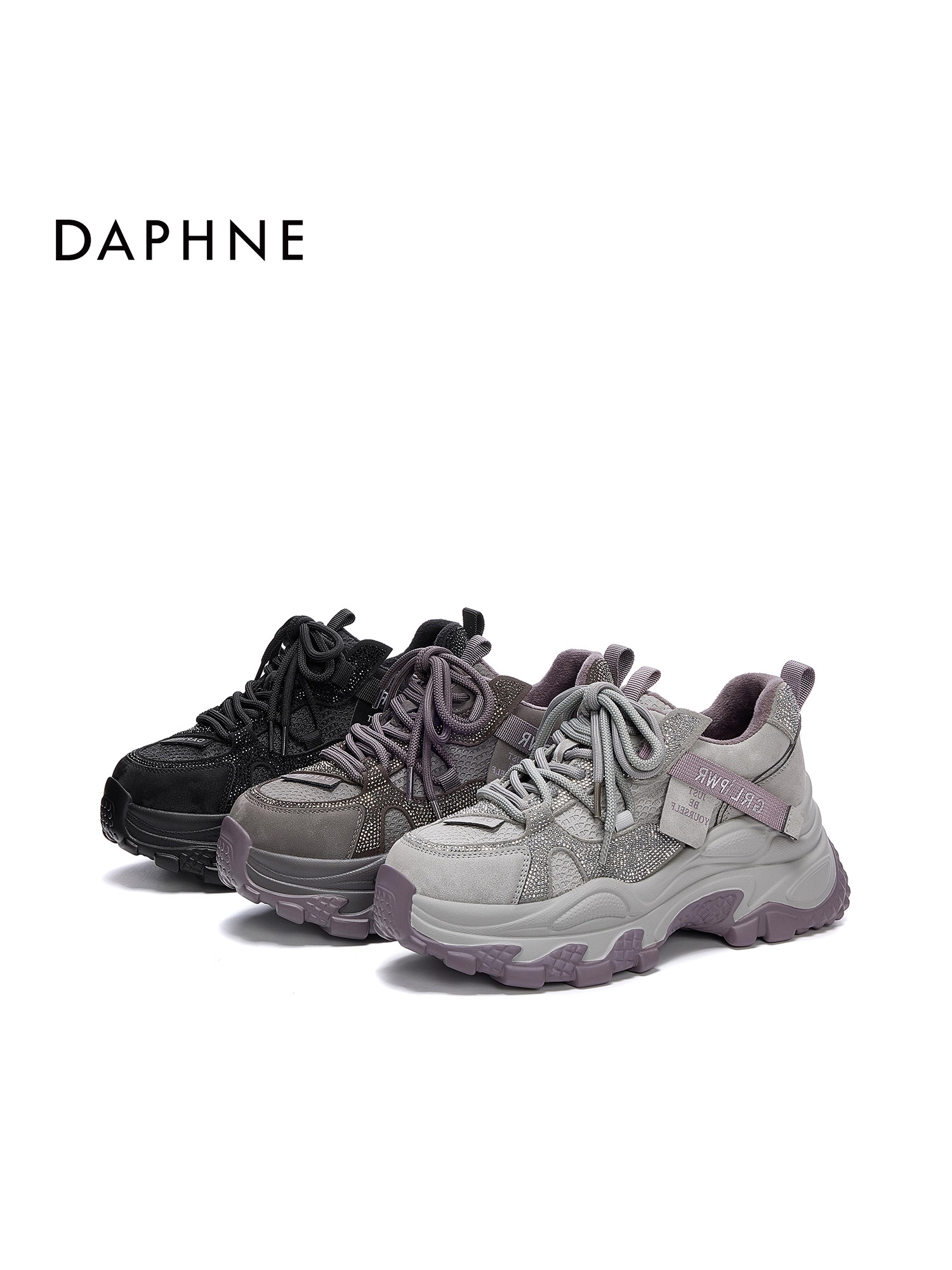 Daphne Thick-Soled Dad Shoes for Women 2025 Autumn and Winter New Trendy Women's Shoes Popular Style Fleece-Lined Warm Sports Casual Shoes