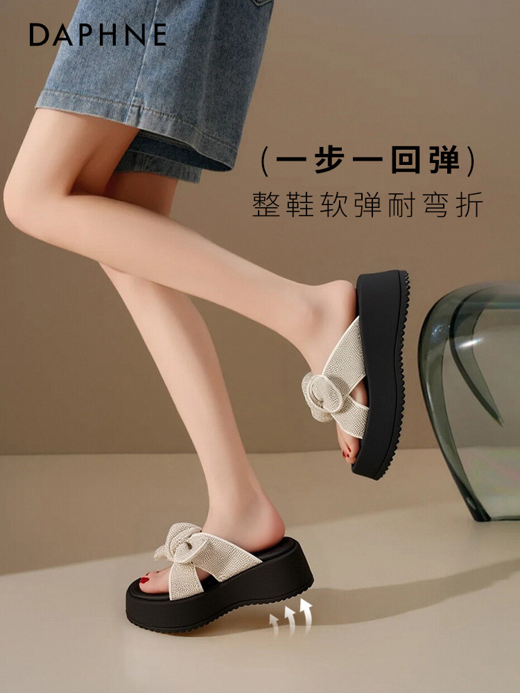 Daphne Bow-Knot Sandals for Women 2025 New Summer Open-Toe Thick-Soled Super Pretty Slip-On Sandals to Match Skirts