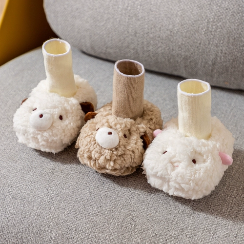 Детские флисовые удерживающие тепло демисезонные туфли, мягкая подошва, 0-6-12 мес., 0-1 лет