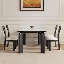 Slate French dining table retro simple household oval high-end solid wood small apartment dining table new Chinese style retro style