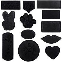 Self-adhesive black PU leather dress Patch Embroidered Clothes Dongle Clothing Jeans Cloth Patch Leather