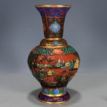 Antiques and miscellaneous collections lacquer ware made in the Qianlong period of the Qing Dynasty hand-painted landscape vases exquisite vase ornaments