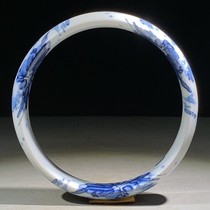 Antiques and miscellaneous antiques and second-hand goods Qing Dynasty old Tibetan blue and white lotus porcelain square mouth bracelets complete collection