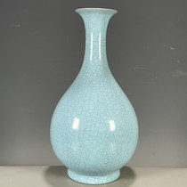 Antique porcelain supplies old goods collection Song Ru porcelain azure glaze full-piece jade pot spring appreciation vase ornaments