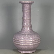 Antiques antiques porcelain supplies old goods collection Songge kiln gold wire and iron wire openings bamboo knots plate mouth bottle ornaments