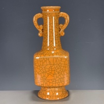 Antiques miscellaneous antiques second-hand porcelain Songge kiln open pieces square vases vase appreciation home accessories ornaments collections