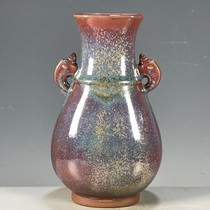 Antiques antiques porcelain supplies old goods collections old collections Jun porcelain kiln glazed binaural vase ornaments