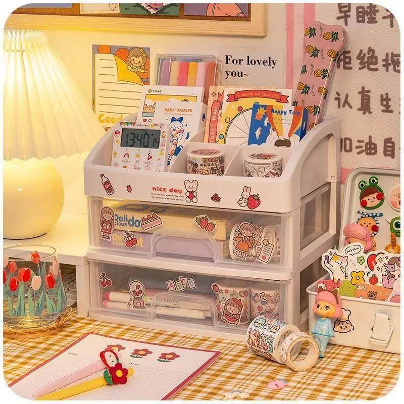 Desktop cosmetic storage box plastic storage shelf drawer jewelry box dressing table rack transparent finishing box