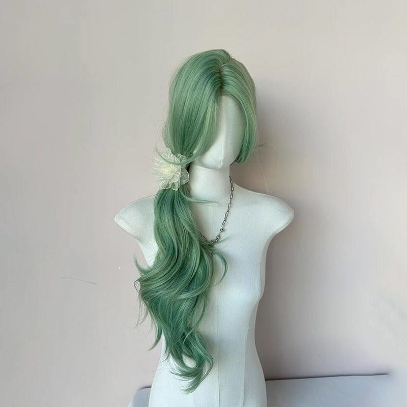 Mint Green Wig for Women, Full Head Wig with Bangs, Fluffy Natural Long Curly Hair, Big Waves, Versatile Cosplay Wig
