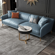 Italian Minimalist Real Leather Sofa Latex Nordic Light Lavish with small family-style living-room Jane about trio Composition Blue