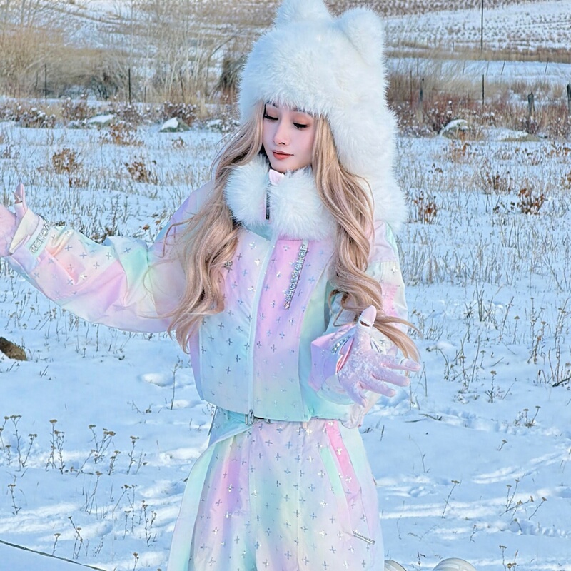 Chopchop26 New Product 【Fantasy Unicorn】 Sequin Series 3L Ski Suit Fully Seam-Sealed with Fleece Lining for Warmth