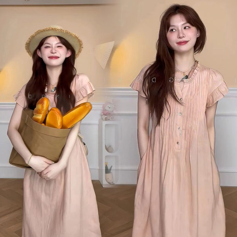 British Dhwa Maternity Wear Women's Summer Dress New Style Pregnancy Fashionable Short-Sleeved Shirt Long Skirt Summer Suit