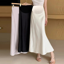 NEXT ROAD maternity skirt summer thin high-waisted acetate satin fishtail skirt A-line long skirt spring and summer