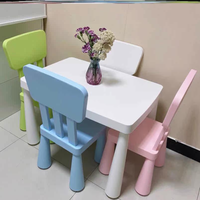 Children Reading Area Small Table Chair Suit Kindergarten Toy Game Learning Versatile Plastic Home Rectangle