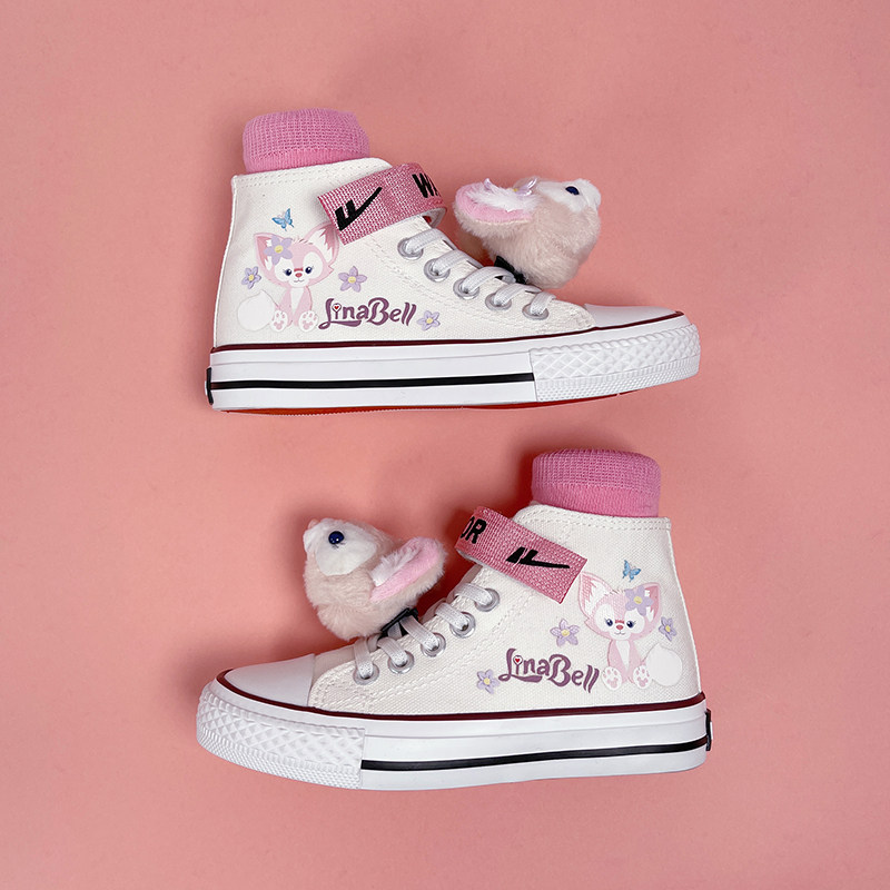 Back Force Girl High Cylinder Sails Shoes Ling Na Belle Cartoon Star Dereveal Children Shoes Little White Shoes Shoes Spring New