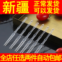 Fruit Fork Disposable Fruit Fork Plastic Transparent Fruit Sign Cake Fork Bamboo fork KTV Commercial small fork