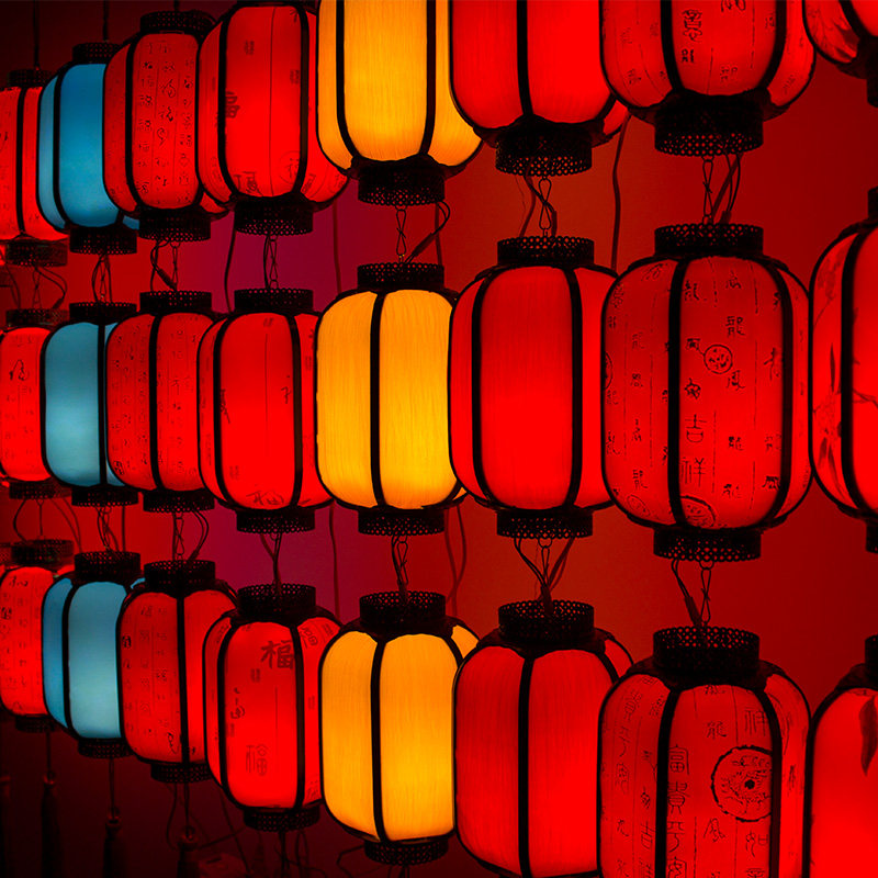 Mid-autumn Chinese style antique imitation sheepskin lantern big red outdoor chandelier Chinese style balcony gate a series of palace lanterns