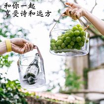 Multifunctional belt carry basket plastic transparent fruit basket large-capacity ice bucket small fresh vase tabletop garbage