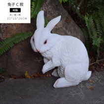 Outdoor simulation small white rabbit animal furniture grass garden sculpture small products decorated garden decoration