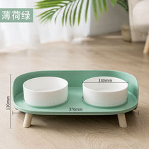 Ceramic cat bowl cat food bowl cat food bowl dog bowl drinking bowl half-month double bowl vertebrae-preserving pet bowl supplies