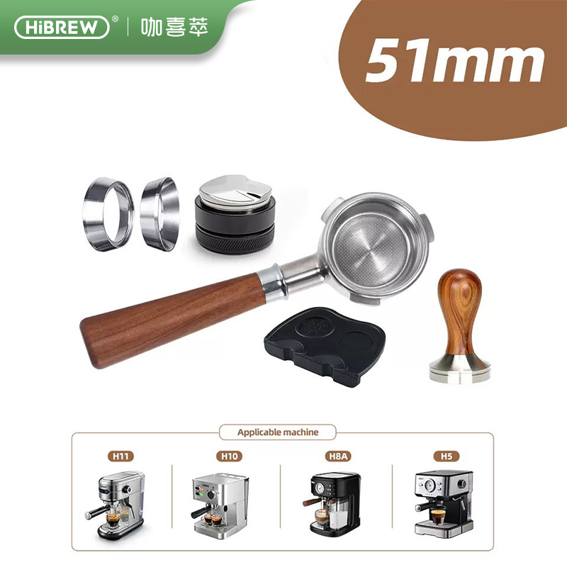 Hibrew Semi-Automatic Coffee Machine 51mm Peripheral Accessories Bottomless Portafilter Distribution Tool Powder Ring Powder Hammer Hibrew Semi-Automatic Coffee Machine 51mm Peripheral Accessories Bottomless Portafilter Distribution Tool Powder Ring Powder Hammer