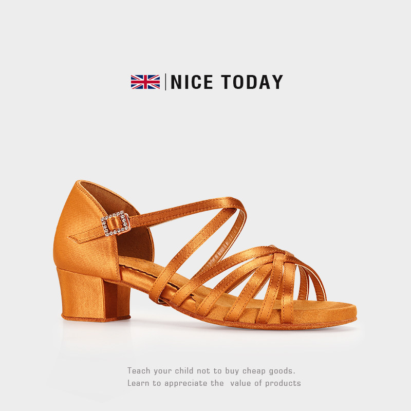 nicetoday girls Latin dance shoes children girls beginner soft bottom dance shoes low to toddler dancing shoes