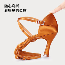 High-end professional Latin dance shoes for women adult medium high-heeled soft-soled dancing shoes for women new Cha Cha national standard competition dance