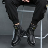 Martens, высокие утепленные удерживающие тепло сапоги в английском стиле, ботинки, из натуральной кожи, в британском стиле