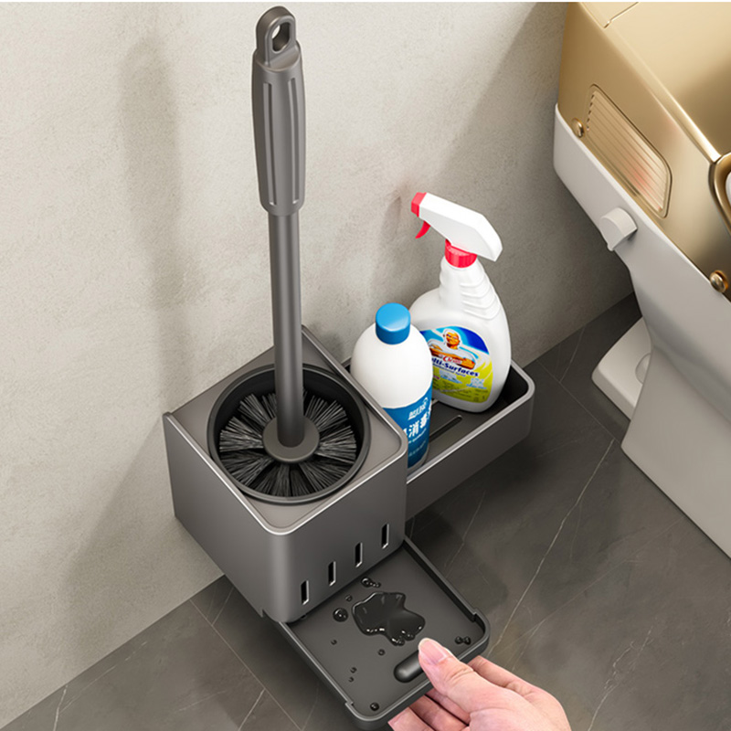 ドイツ製高級トイレブラシ 壁掛け式 家庭用 死角なし パンチフリー トイレ 浴室ブラシラック