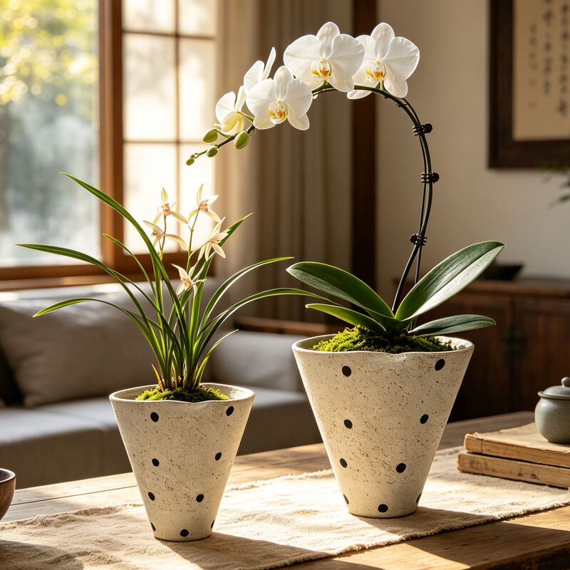 Jingdezhen Ceramic Flower Pot with Polka Dots, Retro Coarse Pottery Pot, Small Breathable Pot for Potted Plants, Special Clay Flower Vessel for Phalaenopsis Orchids Jingdezhen Ceramic Flower Pot with Polka Dots, Retro Coarse Pottery Pot, Small Breathable Pot for Potted Plants, Special Clay Flower Vessel for Phalaenopsis Orchids